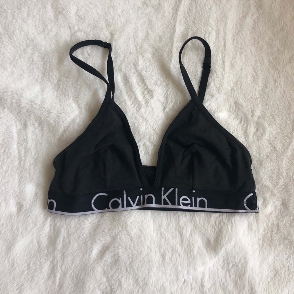 Black Calvin Klein bralette with logo band